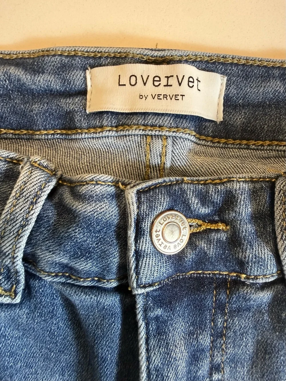 Lovervet by Vervet High Rise Uneven Raw Hem Kick Flare Stretch Jeans Size 27